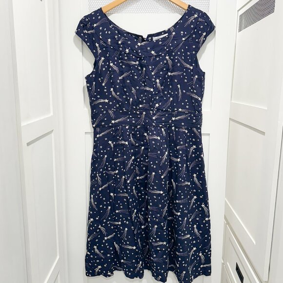 Modcloth Short Dress 50's Navy Star Galaxy Witchy Halloween Magic Celestial - Picture 2 of 9